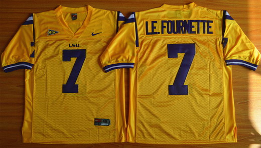 Men's LSU Tigers #7 Leonard Fournette  Gold 2015 College Football Nike Limited Jersey new name