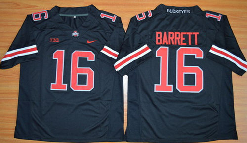 Men's Ohio State Buckeyes #16 J.T. Barrett Blackout Nike Limited College Football Jersey