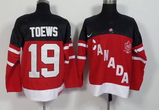 1914-2014 Men's Team Canada #19 Jonathan Toews Red 100TH Anniversary Jersey