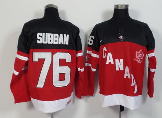 1914-2014 Men's Team Canada #76 P.K. Subban Red 100TH Anniversary Jersey