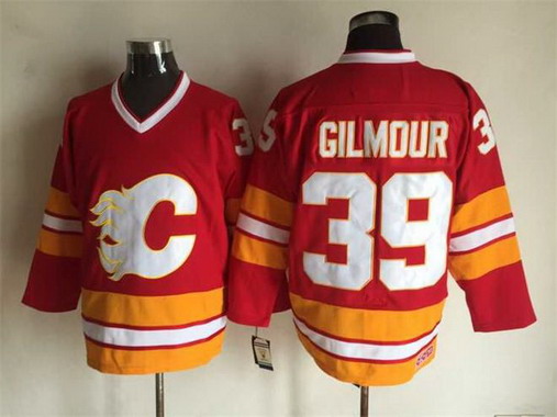 Men's Calgary Flames #39 Doug Gilmour 1989 Red CCM Vintage Throwback Jersey