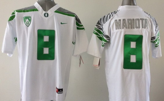 Kid's Oregon Ducks #8 Marcus Mariota 2014 White Limited Jersey