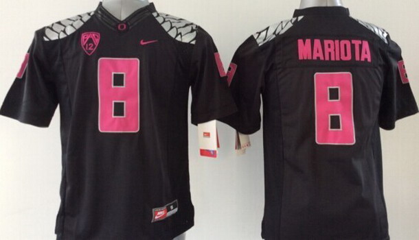 Kid's Oregon Duck #8 Marcus Mariota 2014 Black With Purple Limited Jersey