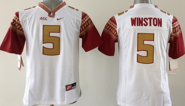 Kid's Florida State Seminoles #5 Jameis Winston 2014 White Limited Jersey