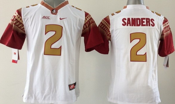 Kid's Florida State Seminoles #2 Deion Sanders 2014 White Limited Jersey