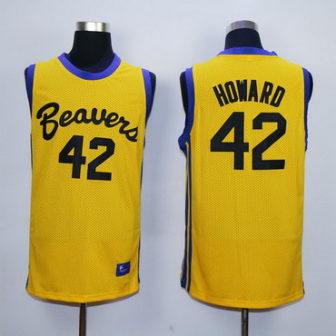 Men's The Movie Teen Wolf Beavers #42 Howard Yellow Swingman Basketball Jersey