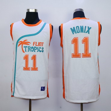 Men's The Semi-Pro #11 Ed Monix Flint Tropics White Film Basketball Jersey