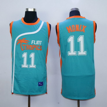 Men's The Semi-Pro #11 Ed Monix Flint Tropics Teal Green Film Basketball Jersey