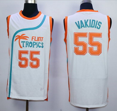 Men's The Semi-Pro #55 Vakidis Flint Tropics White Film Basketball Jersey