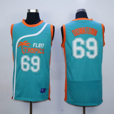 Men's The Semi-Pro #69 Downtown Flint Tropics Teal Green Film Basketball Jersey