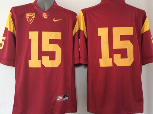 Men's USC Trojans #15 Michael Bowman Red 2015 College Football Nike  PAC 12 Limited Jersey