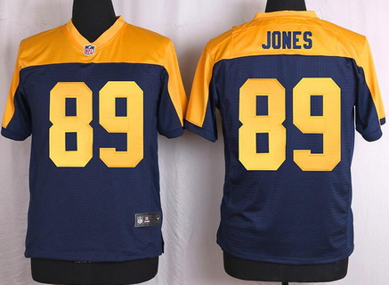 Men's Green Bay Packers #89 James Jones Navy Blue Gold Alternate NFL Nike Elite Jersey