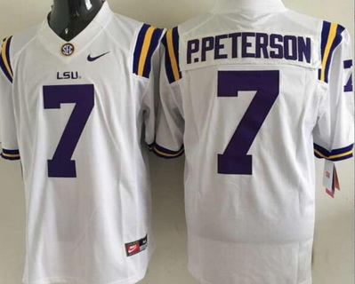 Men's LSU Tigers #7 Patrick Peterson White NCAA College Football Nike Limited Jersey