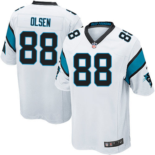 Youth Carolina Panthers #88 Greg Olsen White Road NFL Nike Game Jersey