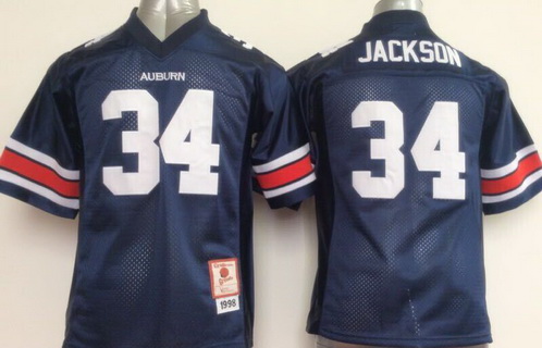 Youth Auburn Tigers #34 Bo Jackson Navy Blue Throwback College Football Jersey