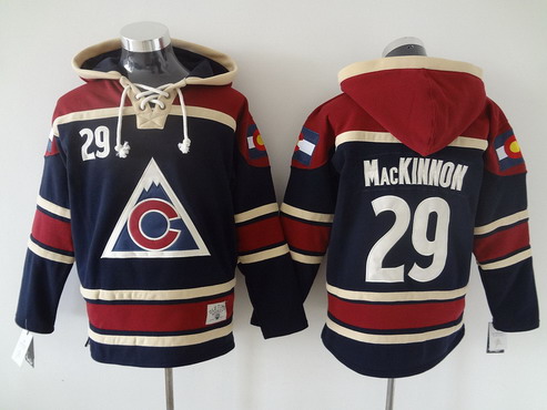 Men's Colorado Avalanche #29 Nathan MacKinnon Old Time Hockey 2015 Navy Blue Hoodie