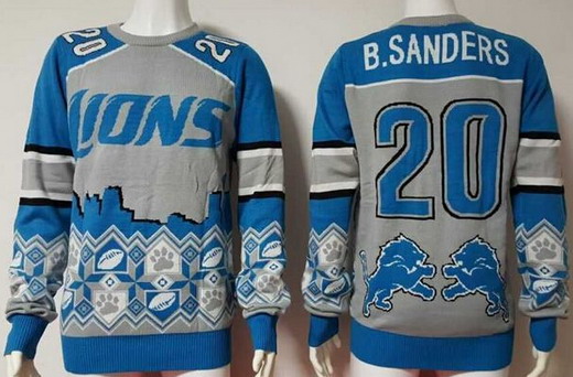 Men's Detroit Lions #20 Barry Sanders Multicolor NFL Sweater