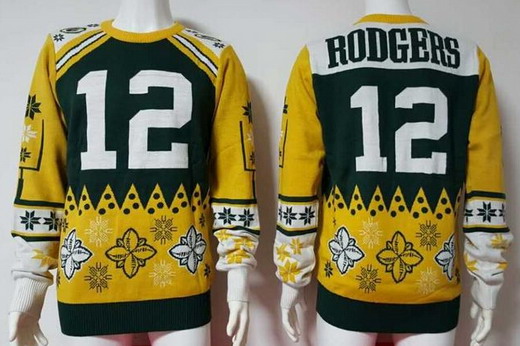 Men's Green Bay Packers #12 Aaron Rodgers Multicolor NFL Sweater