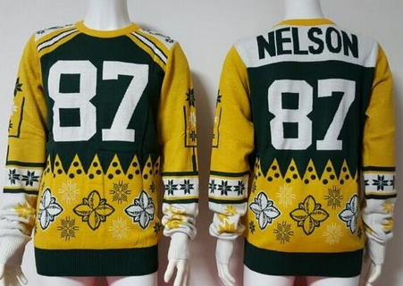 Men's Green Bay Packers #87 Jordy Nelson Multicolor NFL Sweater