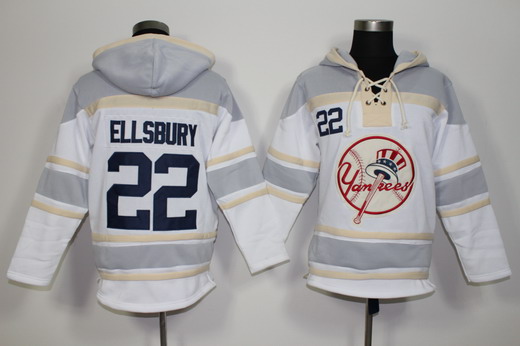 Men's New York Yankees #22 Jacoby Ellsbury Home White MLB Baseball Hoodie