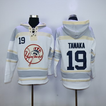 Men's New York Yankees #19 Masahiro Tanaka Home White MLB Baseball Hoodie