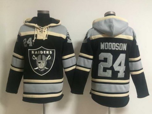 Men's Oakland Raiders #24 Charles Woodson Black Team Color NFLPLAYERS Hoodie