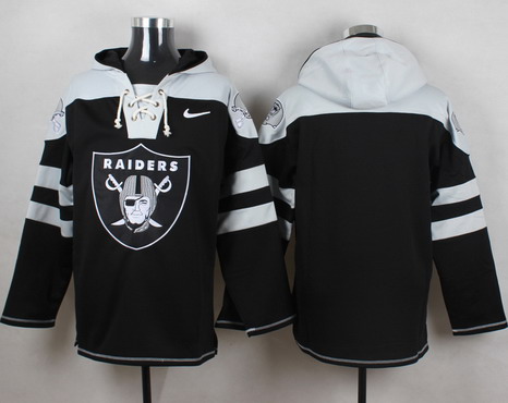 Men's Oakland Raiders Blank Black Team Color NFL Nike Hoodie with Team Logo