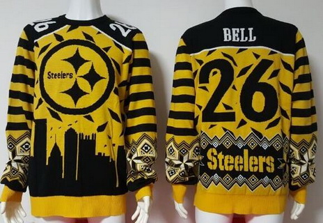 Men's Pittsburgh Steelers #26 LeVeon Bell Multicolor NFL Nike Sweater