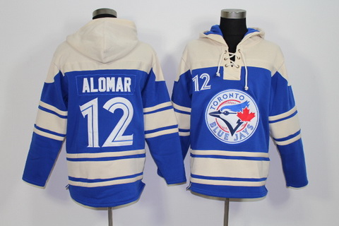 Men's Toronto Blue Jays Retired Player #12 Roberto Alomar Blue Alternate MLB Baseball Hoodie