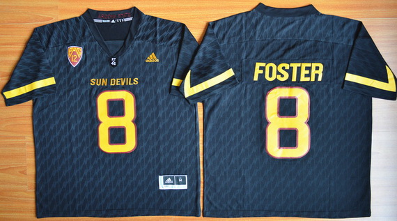 Men's Arizona State Sun Devils #8 D.J. Foster Black Desert Ice 2015 College Football Jersey