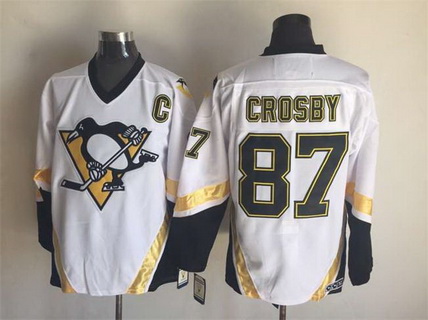 Men's Pittsburgh Penguins #87 Sidney Crosby 2002-03 White CCM Vintage Throwback Jersey