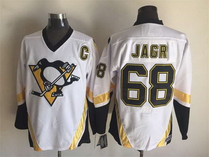 Men's Pittsburgh Penguins #68 Jaromir Jagr 2002-03 White CCM Vintage Throwback Jersey