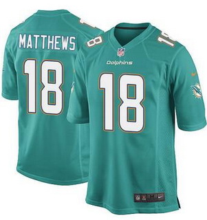 Men's Miami Dolphins #18 Rishard Matthews Aqua Green Team Color NFL Nike Elite Jersey