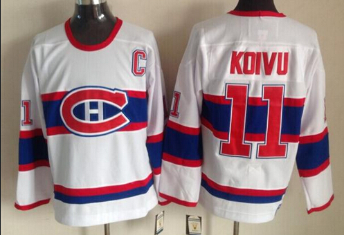 Men's Montreal Canadiens #11 Saku Koivu White Throwback CCM Jersey