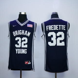 Men's Brigham Young Cougars #32 Jimmer Fredette 2010-11 Navy Blue College Basketball BYU Cougars Jersey