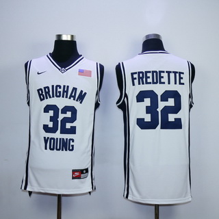 Men's Brigham Young Cougars #32 Jimmer Fredette 2010-11 White College Basketball BYU Cougars Jersey