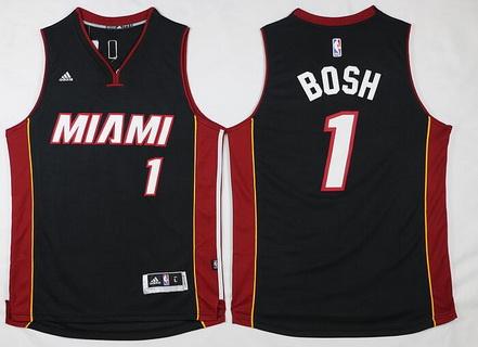 Men's Miami Heat #1 Chris Bosh Revolution 30 Swingman 2015-16 New Black Jersey