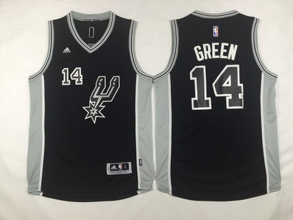 Men's San Antonio Spurs #14 Danny Green Revolution 30 Swingman 2015-16 Black Jersey