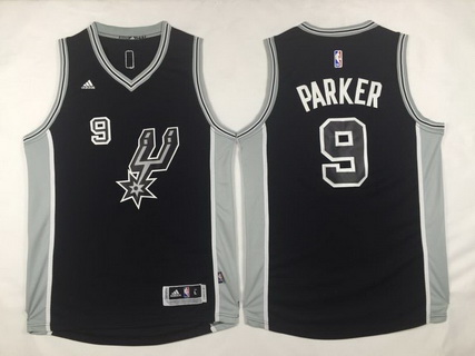 Men's San Antonio Spurs #9 Tony Parker Revolution 30 Swingman 2015-16 Black Jersey