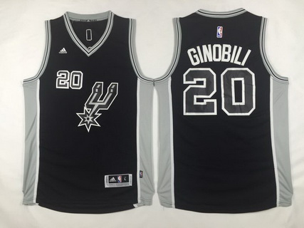 Men's San Antonio Spurs #20 Manu Ginobili Revolution 30 Swingman 2015-16 Black Jersey