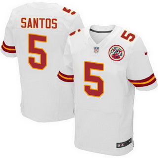 Men's Kansas City Chiefs #5 Cairo Santos White Road NFL Nike Elite Jersey