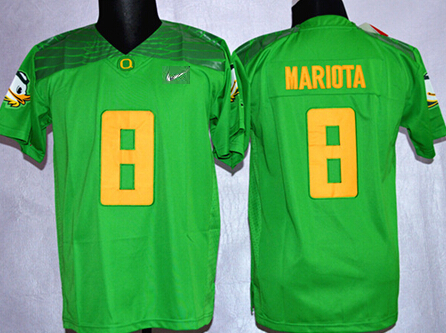 Kid's Oregon Duck #8 Marcus Mariota 2015 Playoff Rose Bowl Special Event Diamond Quest Light Green Kids Jersey