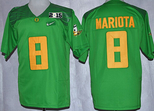 Kid's Oregon Duck #8 Marcus Mariota Green 2015 BCS Patch Kids Jersey