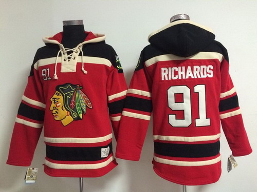 Old Time Hockey Chicago Blackhawks #91 Brad Richards Red Hoodie