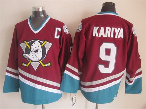 Men's Anaheim Ducks #9 Paul Kariya Red Throwback CCM Jersey