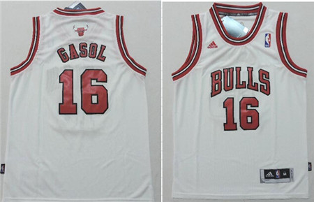 Kid's Chicago Bulls #16 Pau Gasol White Jersey