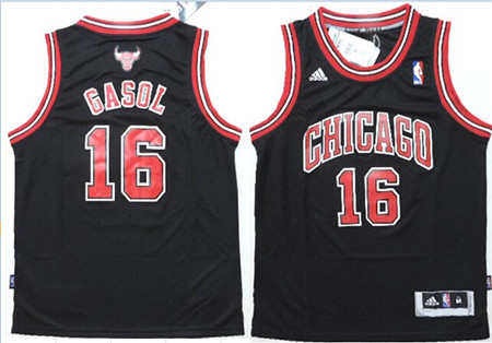 Kid's Chicago Bulls #16 Pau Gasol Black Jersey