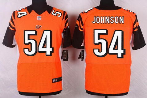 Men's Cincinnati Bengals Retired Player #54 Bob Johnson Orange  Nike Elite Jersey