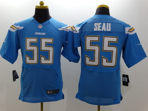 Men's San Diego Chargers Throwback Player #55 Junior Seau Light Blue Nike Elite Jersey