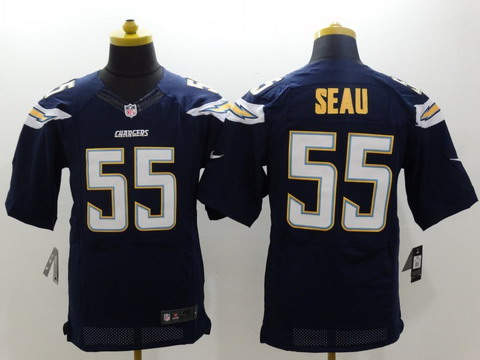 Men's San Diego Chargers Throwback Player #55 Junior Seau Navy Blue Nike Elite Jersey